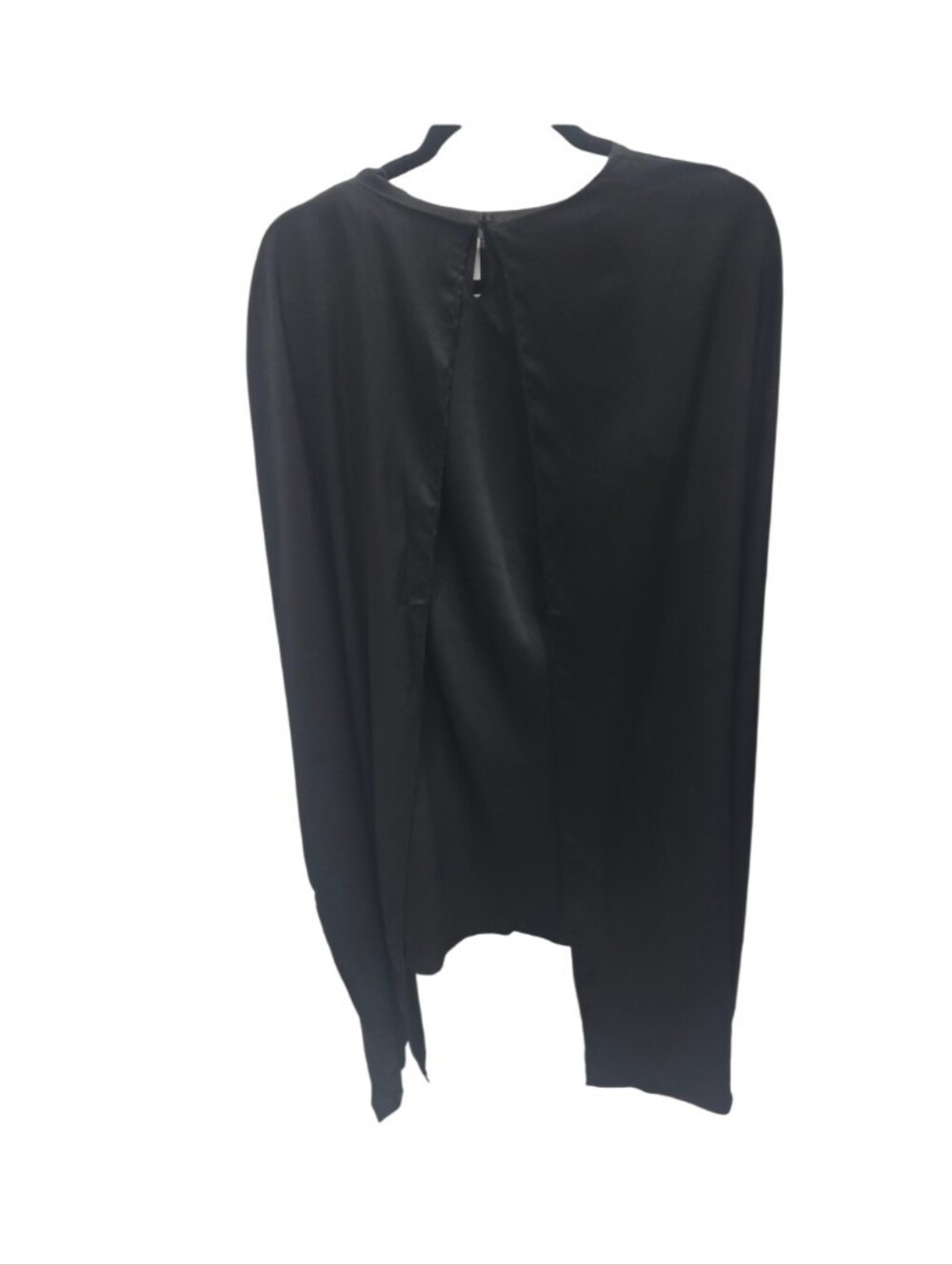 NWT WAYF x Sara Walker Black Satin Capelet Mini Dress Cocktail LBD M - Picture 3 of 10